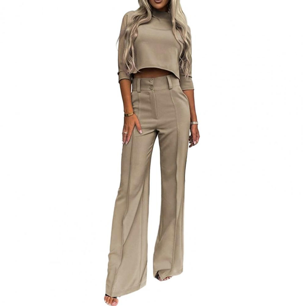 Thumbnail: Frauen Slim Fit Top Frauen Hose mit weitem Bein stilvolle Damen 2-teiliger Anzu