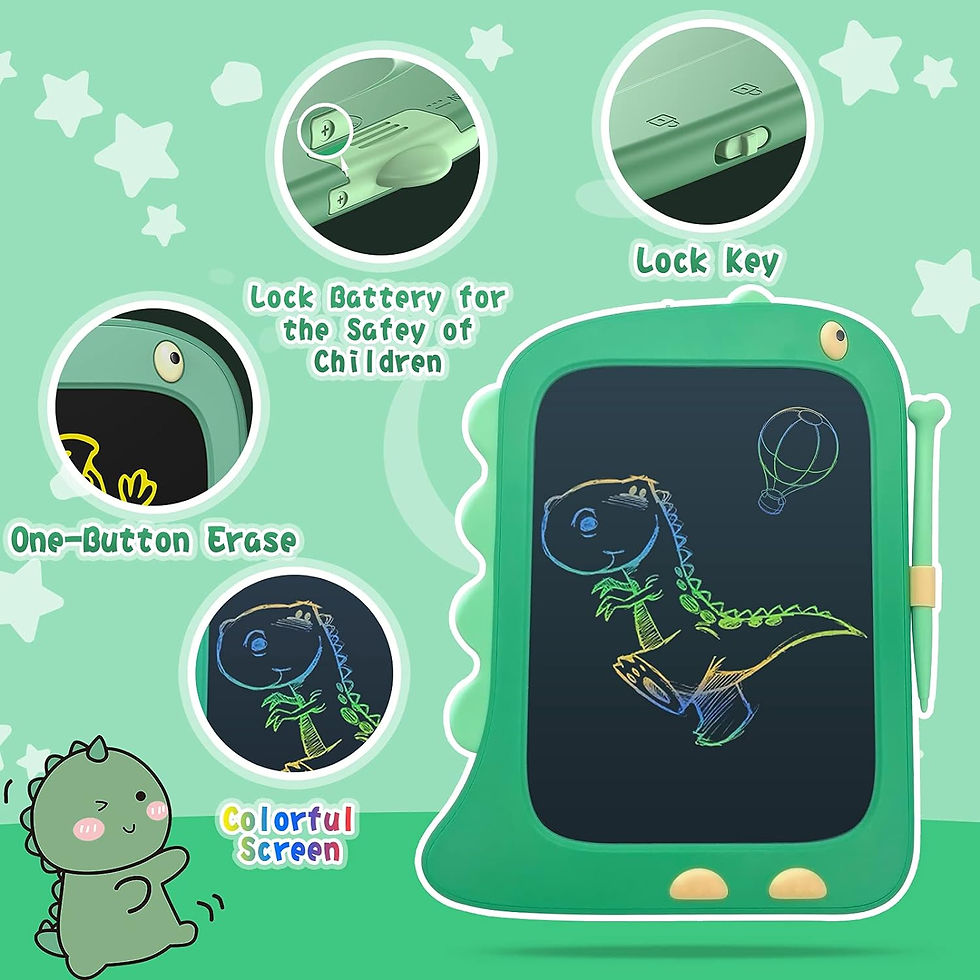 Thumbnail: ORSEN 8.5 Inch LCD Doodle Board Tablet Toy - Green Dinosaur Drawing Pad for Kid