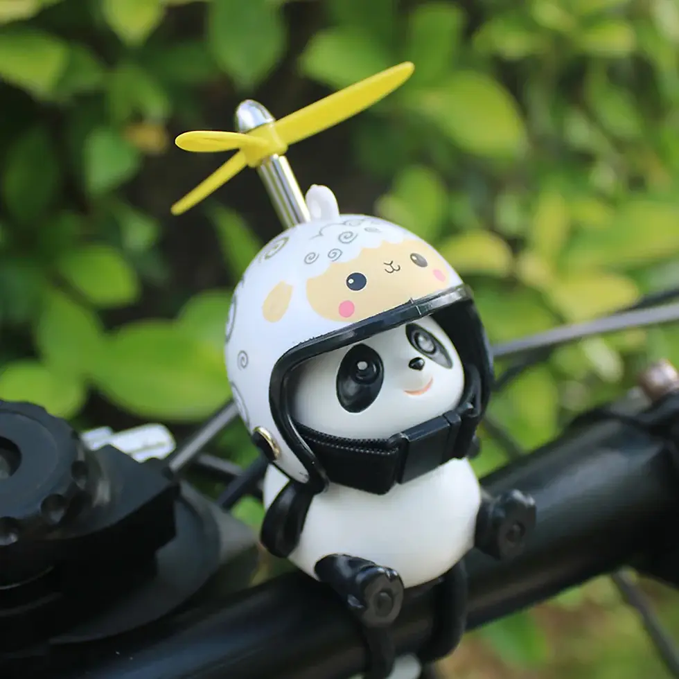 Thumbnail: Motorcycle Handlebar Decoration Bike Electric Cute Panda Cartoon with Helmet Ai