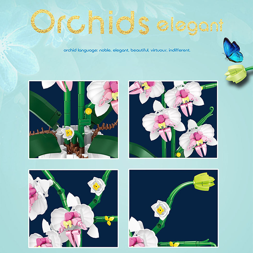 Thumbnail: Building Blocks Orchid Flowers Bouquet Flower Blocks Bonsai Plant Model Bricks 