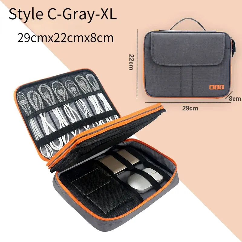 Miniaturbild: Large Capacity Travel USB Gadget Cable Storage Bag for Power Bank
