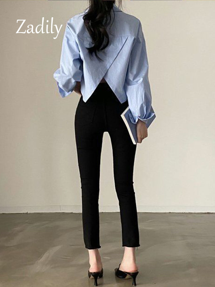 Miniaturbild: Zadily 2023 Spring New Casual Long Sleeve Women White Shirt Korea Style Solid B