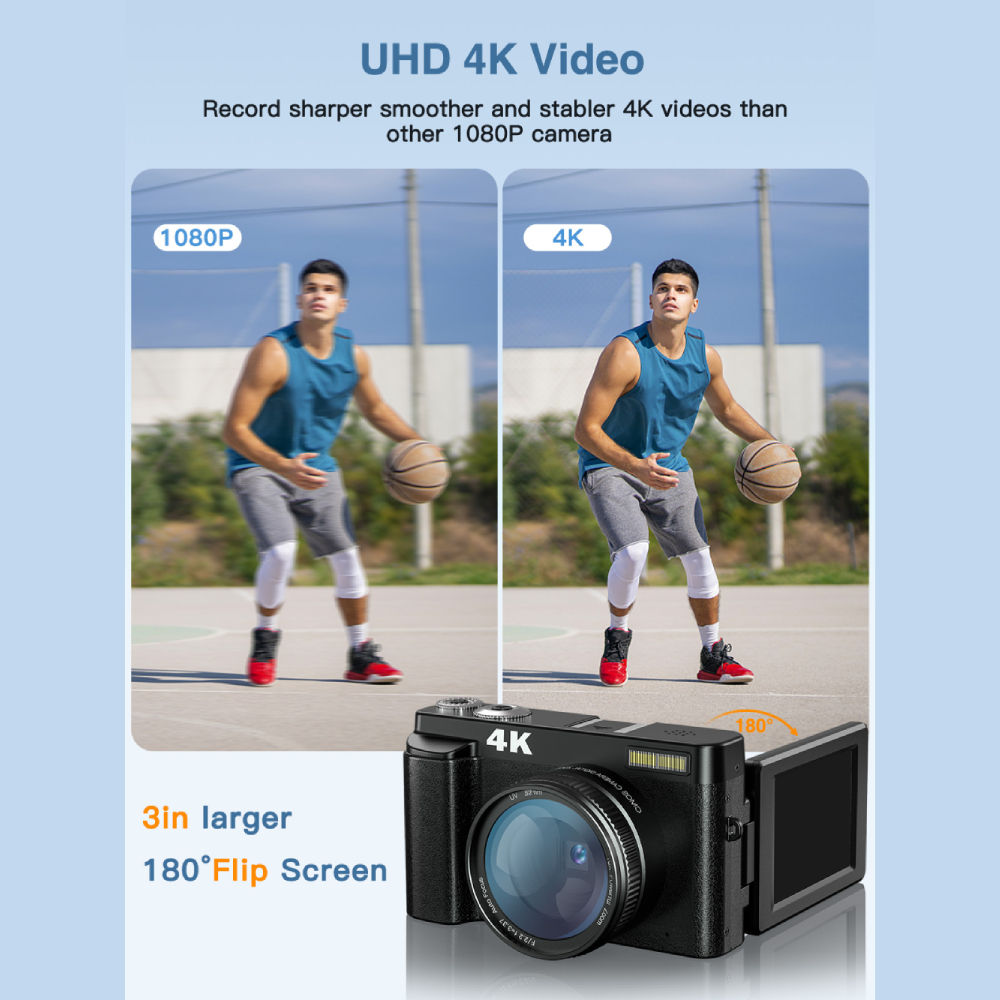 4k Digital kamera für Fotografie und Video Autofokus Anti-Shake, 48mp Vlogging-