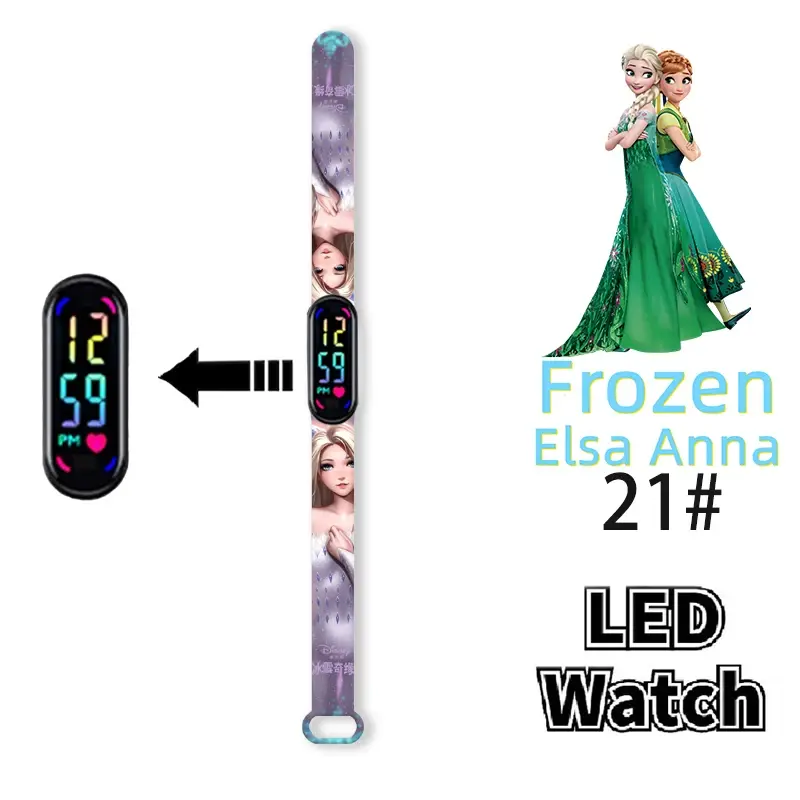 Thumbnail: Disney Princess Frozen Figure elsa Kids' Digital Watches Cartoon LED Touch Wate