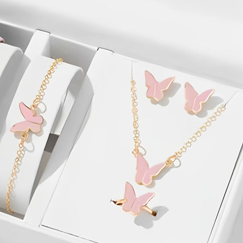 Miniaturbild: 5pcs Fashion Butterfly Pendants Necklace Earrings Ring Bracelet Sets For Women 