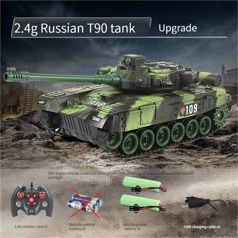 Thumbnail: RC Tanks große 2,4g 9 Kanäle Soundeffekte verfolgt Fernbedienung Battle War Tan