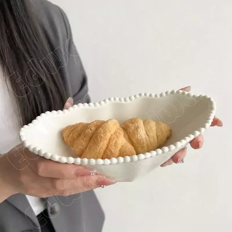 Miniaturbild: Keramik Perlen Teller im europäischen Stil Teller Steak Pasta Dessert Gerichte 