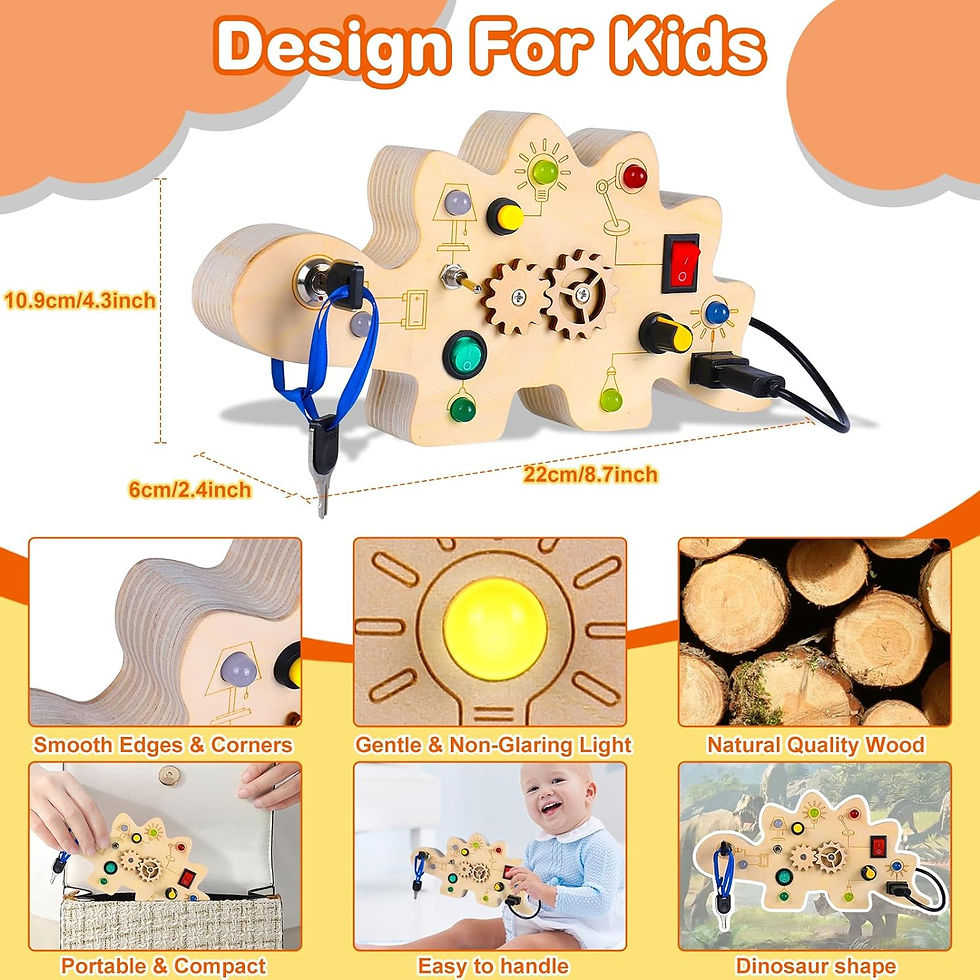 Thumbnail: Montessori Toddler Busy Board, Baby Wooden Busy Board with LED Light, Sensory T