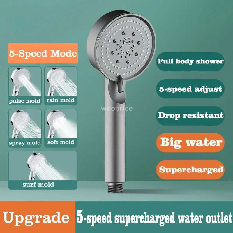 Thumbnail: 4 Modi Dusch kopf Hochdruck-Dusch kopf Ein-Schlüssel-Stopp-Wassermassage-Dusch 