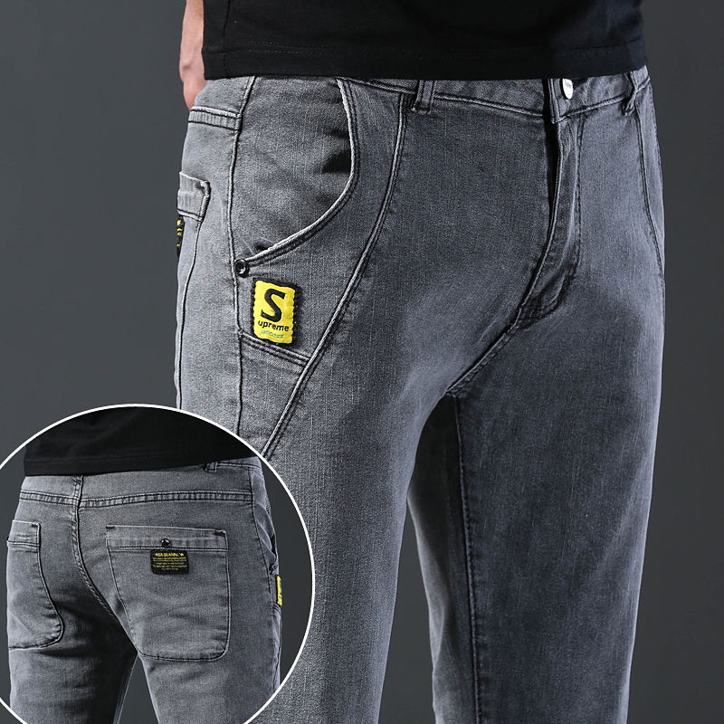 Thumbnail: 2024 New Fashion Jeans Men Korean Style Straight Grey Middle  Waist Pants Male 