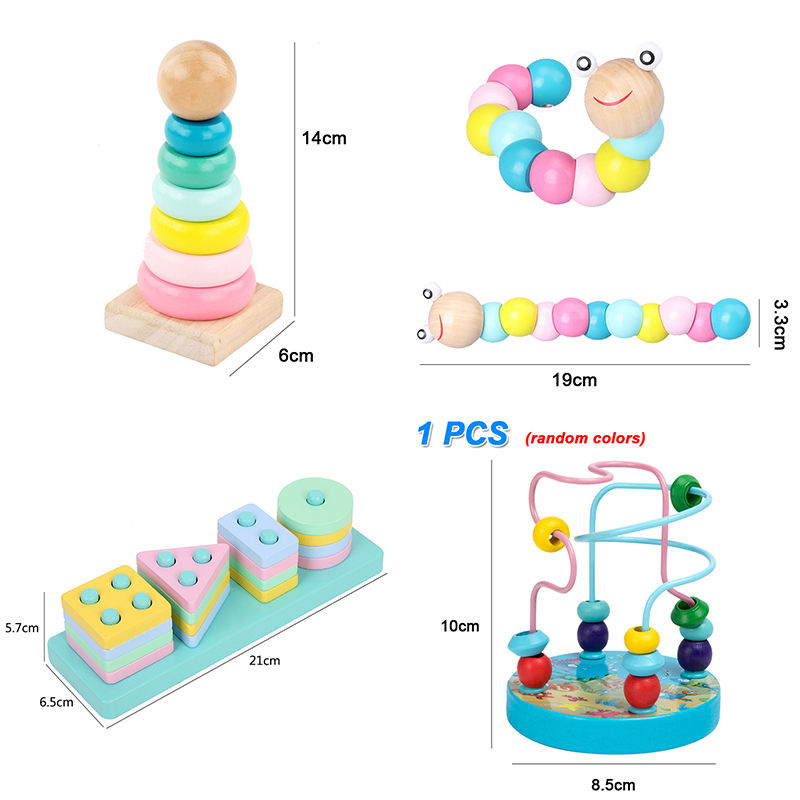 Thumbnail: Hot Kids Montessori Wooden Toys Macaron Blocks Learning Toy Baby Music Rattles 