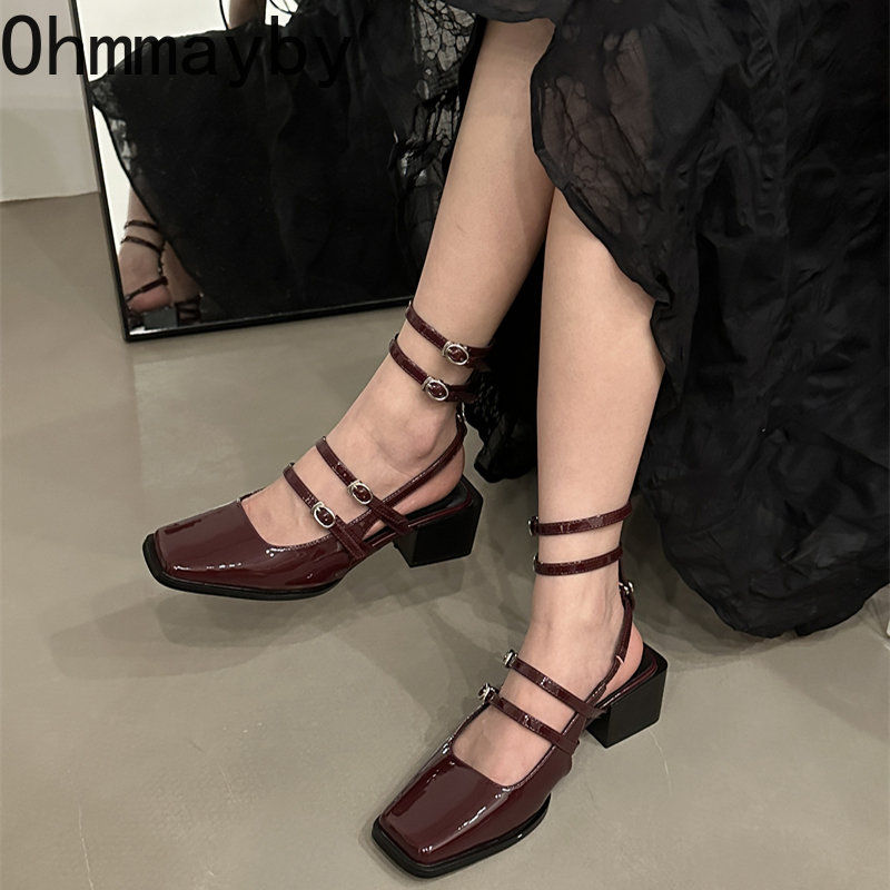 Thumbnail: 2024 Sommer Design Frauen Sandale Mode Schmal band Kleid Square Heel Schuhe Dam