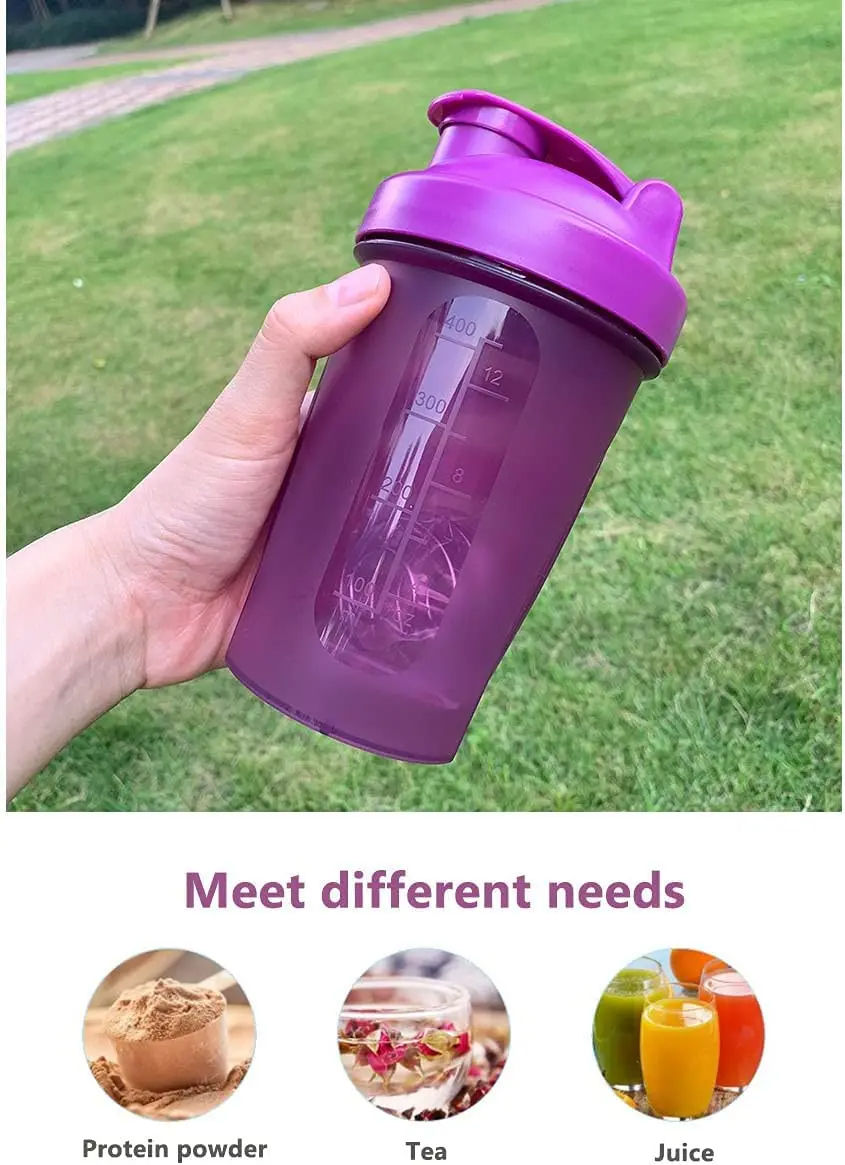 Miniaturbild: Protein Shaker Bottle w/Stainless Whisk Ball - BPA Free - 12oz (400ml)