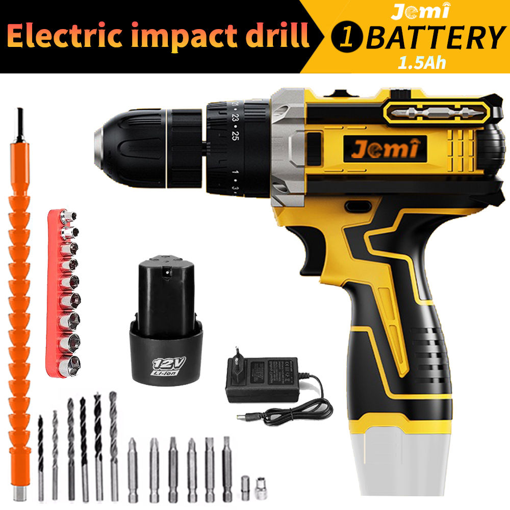 Jemi Werkzeug Akku-Bohrer Set Hand bohrer 2-Gang-Schrauben dreher 12V/21V elekt