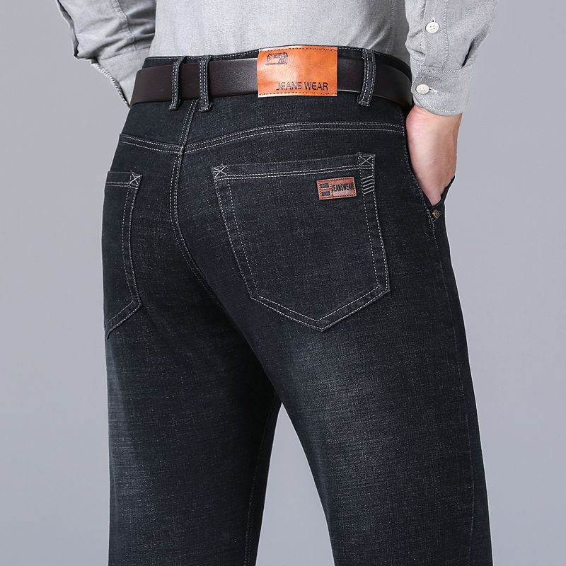Thumbnail: Men's Classic Black Straight Leg Baggy Denim Jeans Plus Size Trousers Wear Comf