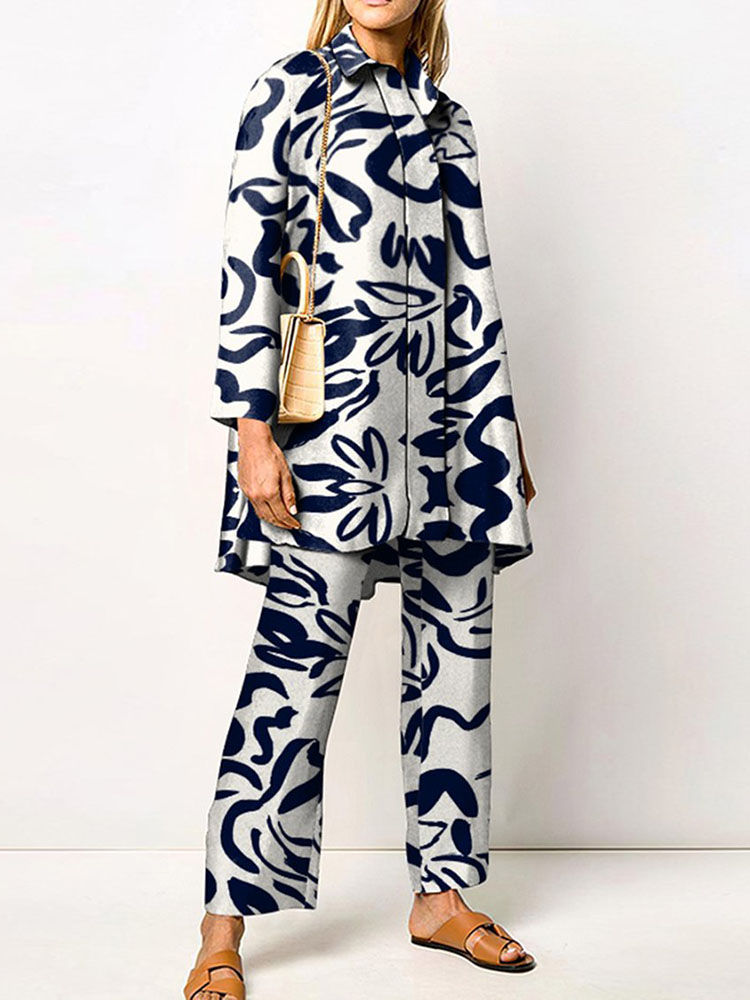 Thumbnail: Damen Streetwear Lose Gerade Passenden Set Frauen Elastische Taille Büro Hosen 