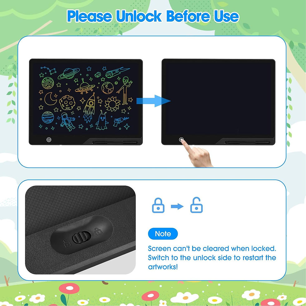 Miniaturbild: POPERPUN 16 Inch LCD Writing Tablet for Kids, Colorfuls Doodle Board, Rechargea