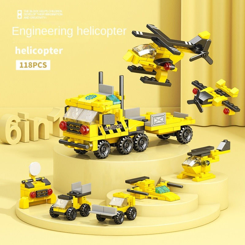 Thumbnail: Children's puzzle assembling 6-in-1 building block toy small particles military