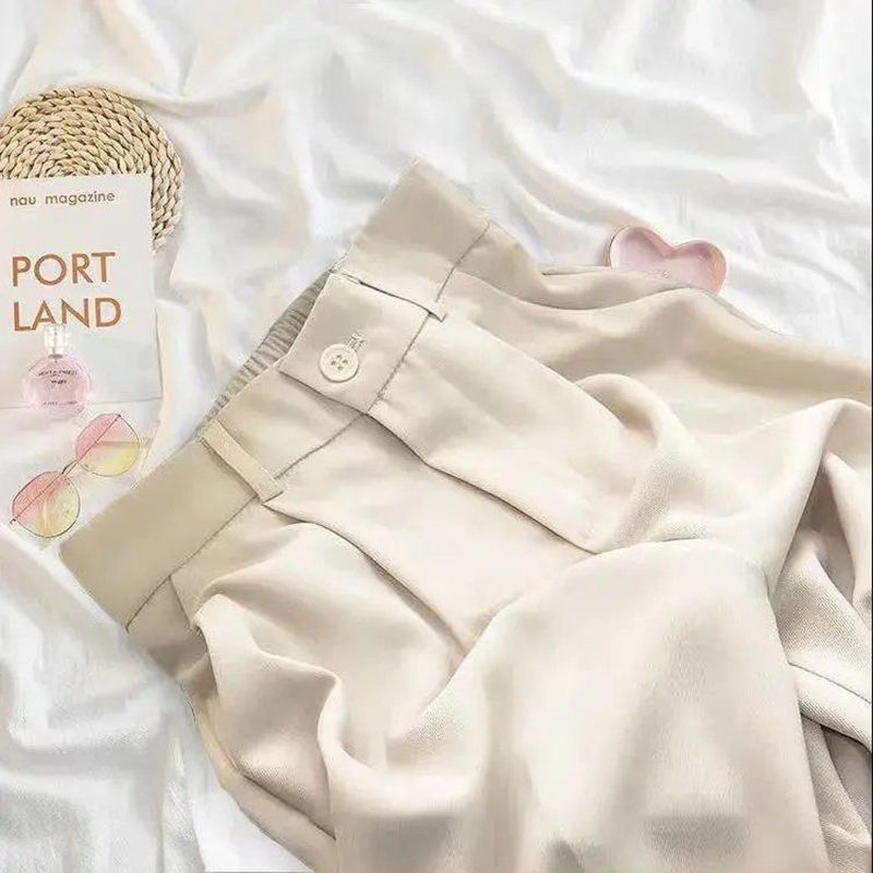 Thumbnail: Women Fashion Suit Pant High Waist Casual Loose Straight Solid Trouser Office L