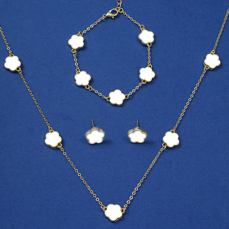 Miniaturbild: Simple Personality Pearl Women's Necklace Earrings Bracelet Three-Piece Set Ear