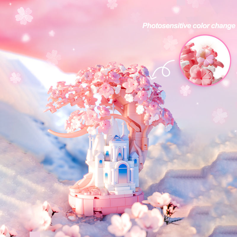 Miniaturbild: 2 Styles Cute Sakura Tree House Building Blocks Decorations DIY Toys For Girls 
