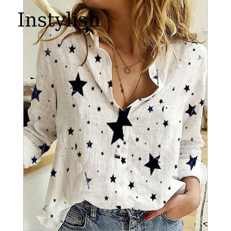 Miniaturbild: Elegant Cotton Linen Shirts Women Casual Solid Button Lapel Blouses Shirts Autu