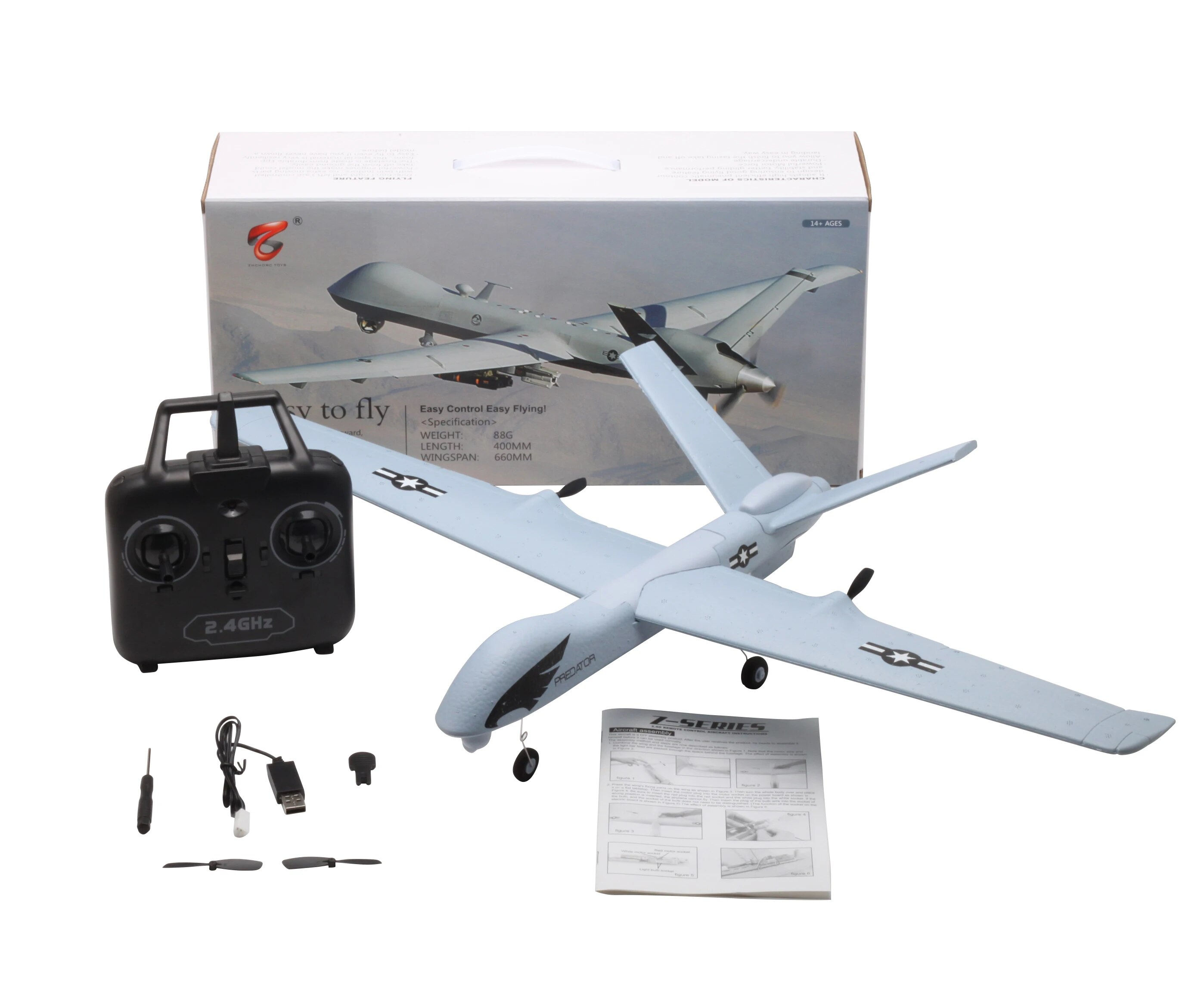 Z51 predator rc segel flugzeug 2,4g 2ch handwurf schaum flugzeug mit leicht fes