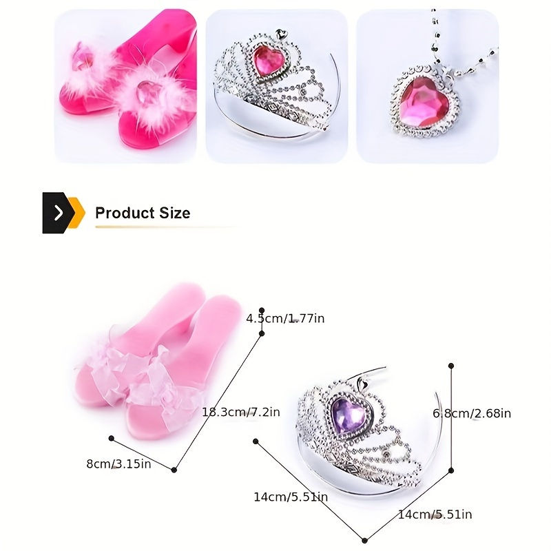 Thumbnail: Princess Toddler Dress Up Shoes Pretend Jewelry Toys Set Of Princess Shoes With