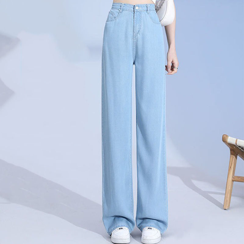 Thumbnail: Women High Waist Vintage Wide Leg Pants Lady Fashion Straight Leg Trousers Fema