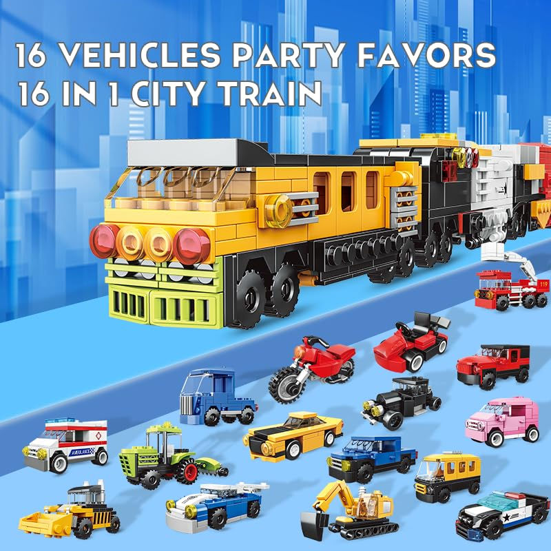 Thumbnail: 16 Pack Building Blocks Party Favors for Kids, 2 in 1 710pcs Creative Building 