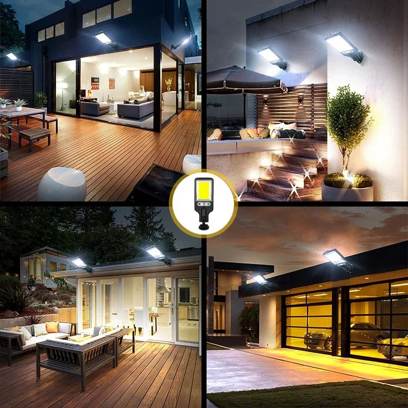 Thumbnail: 1 ~ 4 stücke 108 Cob Sensor Solar Outdoor LED Innenhof Wand lampe wasserdichte 