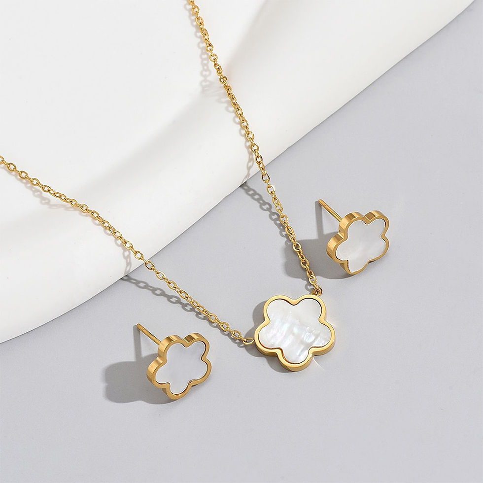 Miniaturbild: 5 Piece Jewelry Set Necklace Bracelet Ring Earring Set Women Minimalist Oil Dro