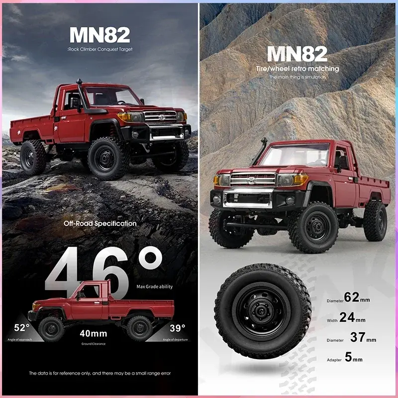 Miniaturbild: 1:12 rc auto mn modell mn82 retro full-scale simulation lc79 rtr 2,4g 4wd motor