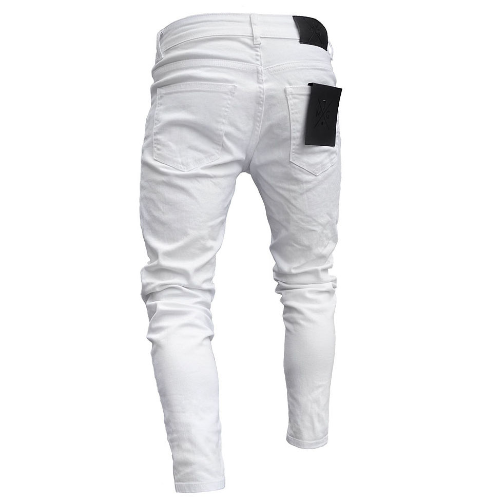 Thumbnail: White Embroidery Jeans Men Cotton Stretchy Ripped Skinny Jeans High Quality Hip