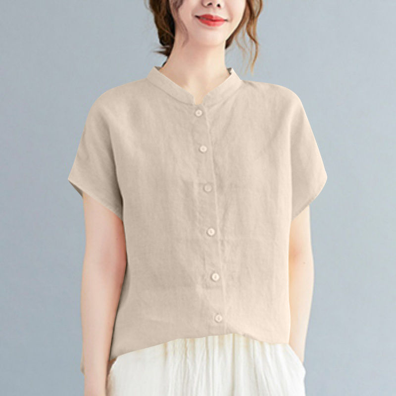 Miniaturbild: Women Elegant Short Sleeve Blouse ZANZEA Fashion Summer Shirt Vintage Buttons D