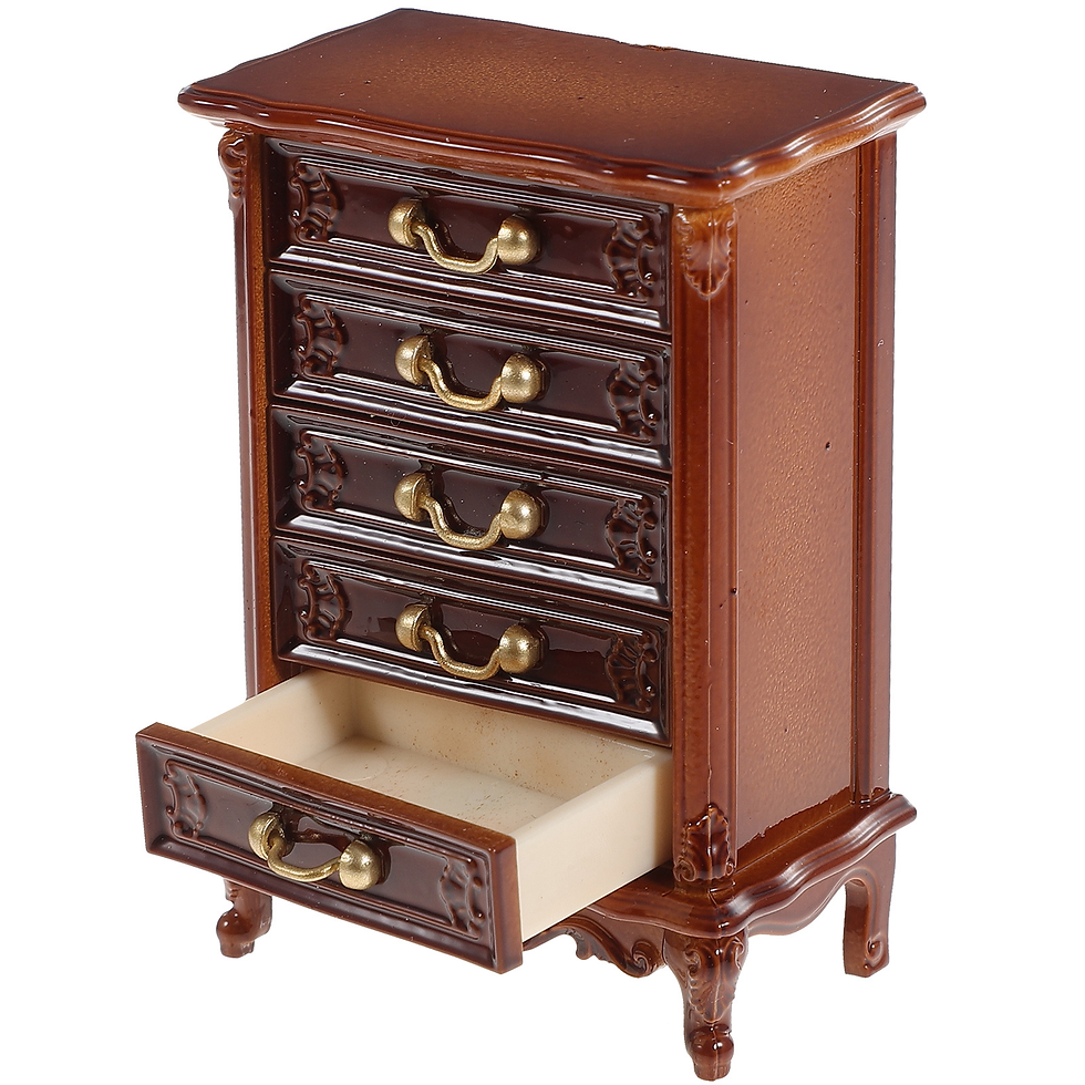 Miniaturbild: Small House Mini Drawers Child Storage Rack Dollhouse Miniature Wood Wooden Lov