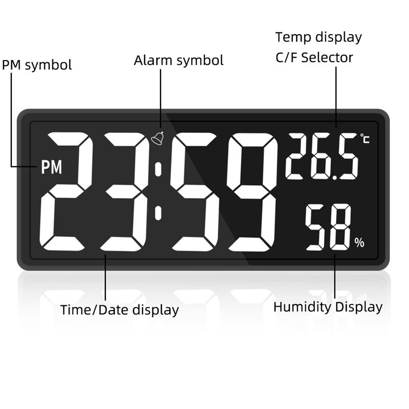 Miniaturbild: Große Digitale Wanduhr Temperatur und Feuchtigkeit Display Nacht Modus Tisch Uh