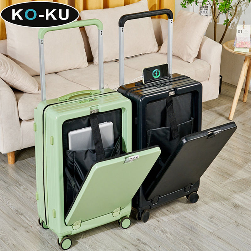 Thumbnail: KO-KU multifunktion ale Koffer Pop-up Front öffnung breite Trolley Fall 20-Zoll