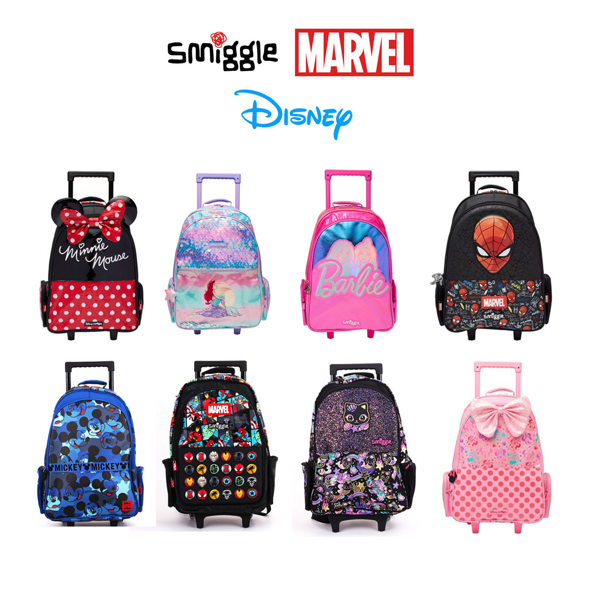 Disney Mickey Mouse Kinder Trolley Rucksack Smiggle Marvel Spider-Man Rad Rucks
