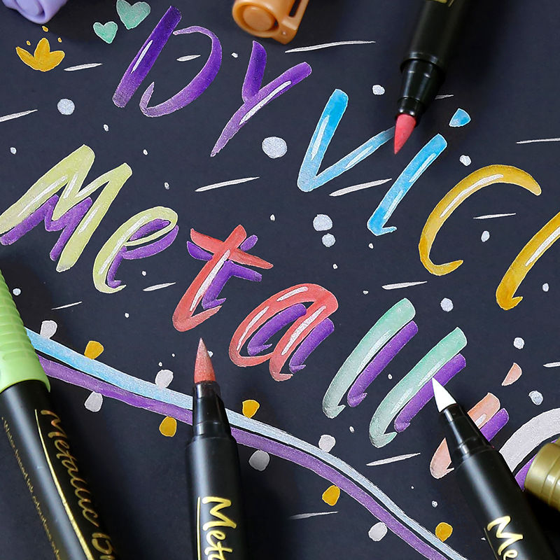 Thumbnail: 10er Pack Metallic Marker-Metallic Marker für Kalligraphie Pinsel Schriftzug sc