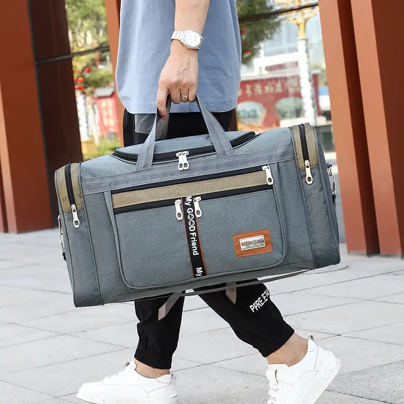 Thumbnail: Wasserdichte gewachste Leinwand Leder Männer Reisetasche Handgepäck tasche trag
