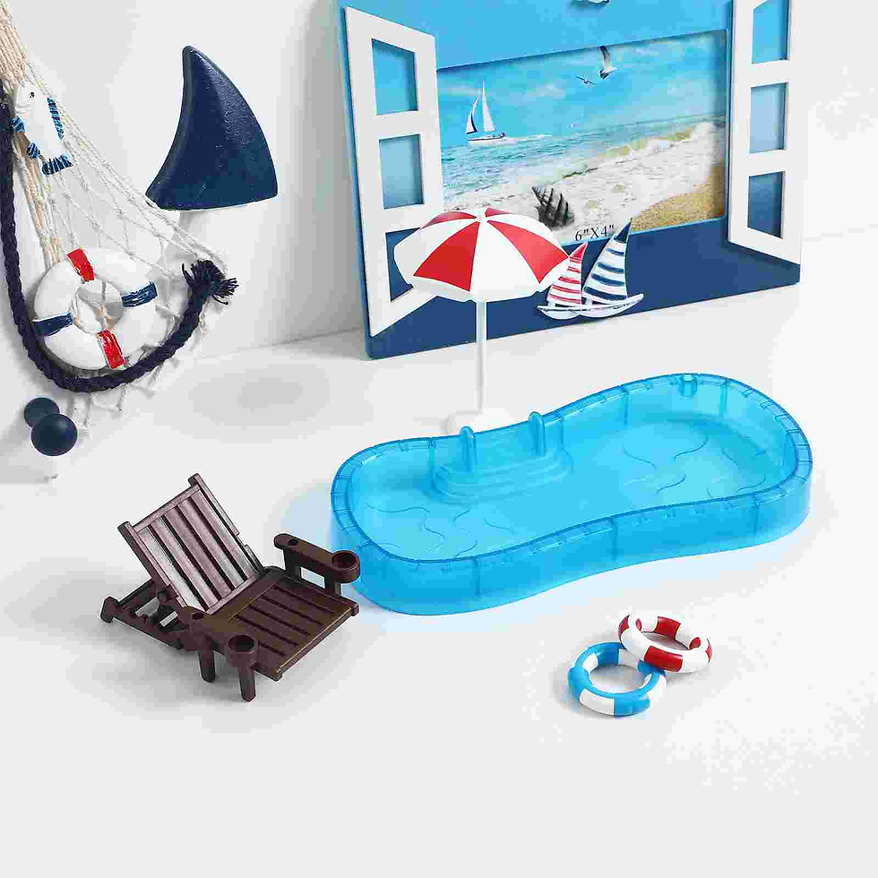 Thumbnail: Scale Dolls Pool Doll House Furniture And Accessories Set Micro Scene Ornaments