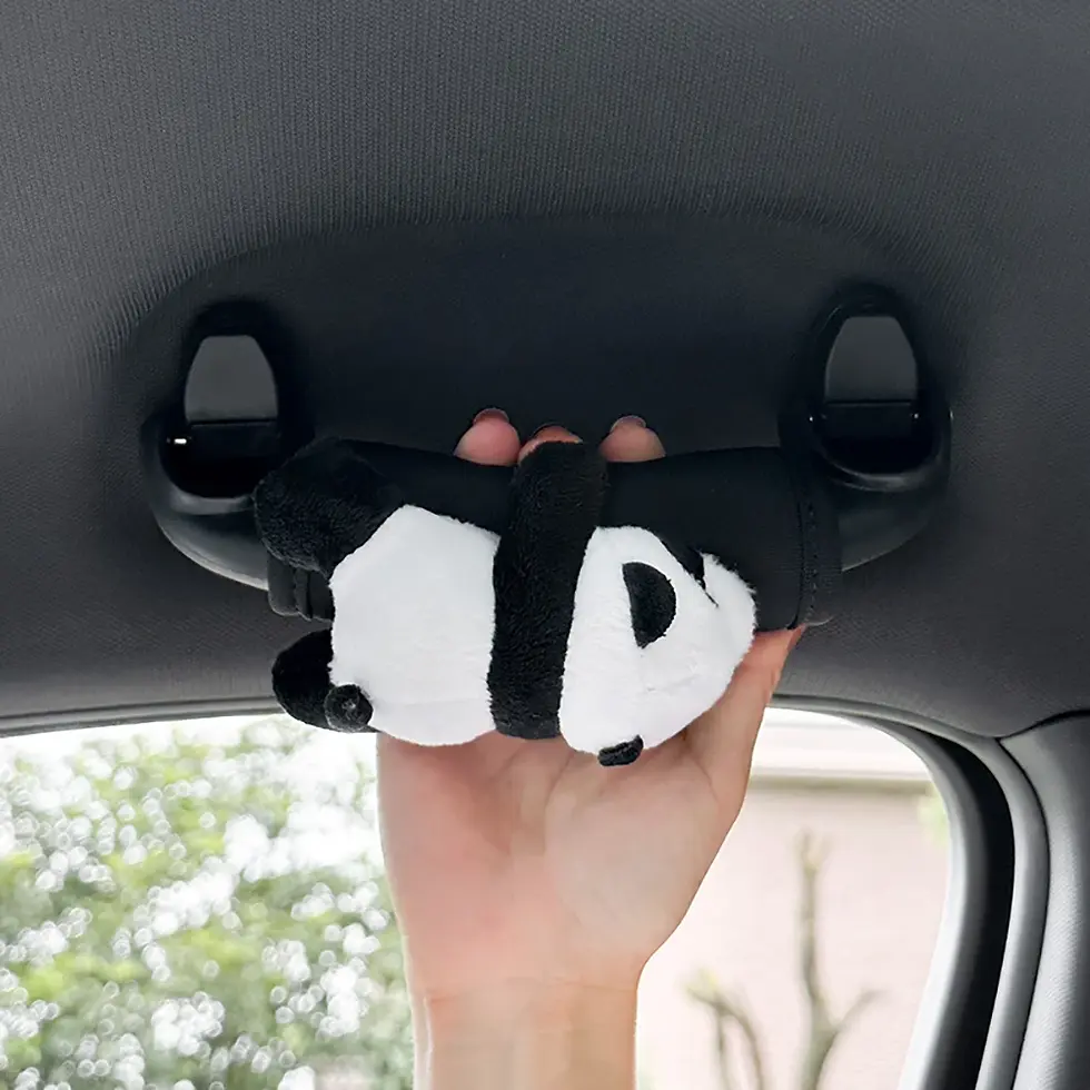 Thumbnail: 1pc Cute Cartoon Panda Car Gear Shift Cover Soft Plush Auto Shifter Hand Brake 