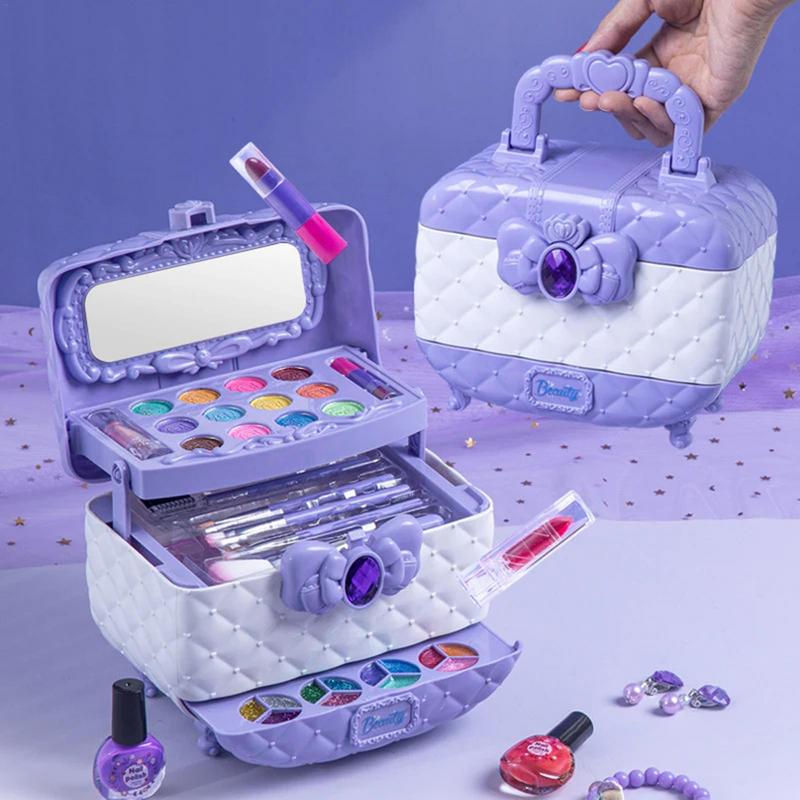 Thumbnail: Girls Makeup Kit Washable Kids Pink Makeup Full Make-up Set Toddler Makeup Case