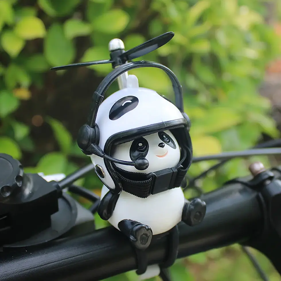 Thumbnail: Motorcycle Handlebar Decoration Bike Electric Cute Panda Cartoon with Helmet Ai