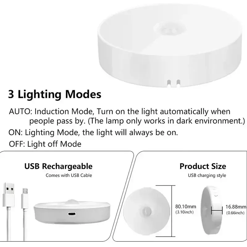 Miniaturbild: Pir Bewegungs sensor LED Nachtlicht USB wiederauf ladbare Nacht lampe für Küche