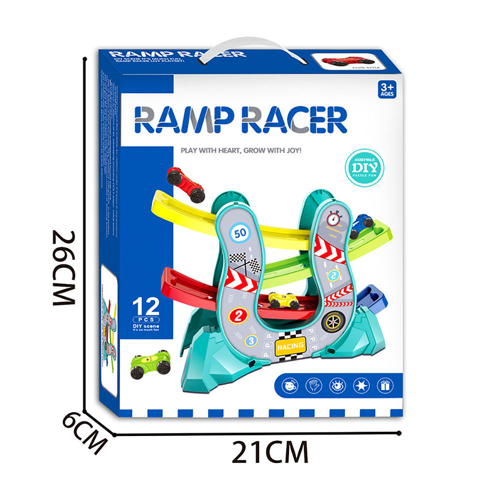 Miniaturbild: Gliding Cars Ramp Racer Cars Race Track Car 4 Levels Zig Zag Ramp Car Racing To