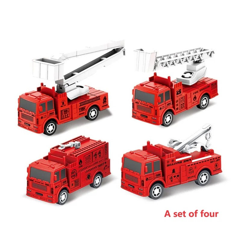 Thumbnail: 4 pcs kleiner Rebound-LKW für Kinder ziehen Leiter Feuerwehrauto-Modell pädagog