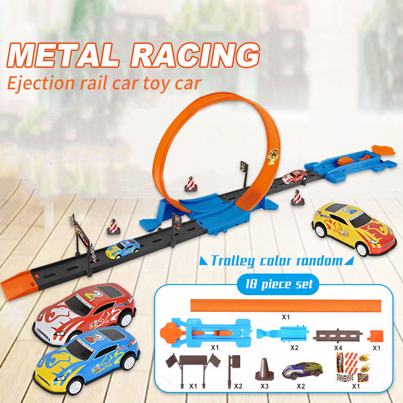 Thumbnail: Heiße Stunt Geschwindigkeit Doppel Auto Räder Modell Racing Track Diy Montiert 