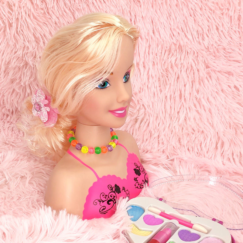 Thumbnail: Stylist Kids Makeup Beauty Toys For Girls Half Body Hairstyle Doll With Cosmeti